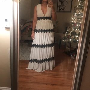 White and black maxi dress